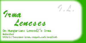 irma lencses business card